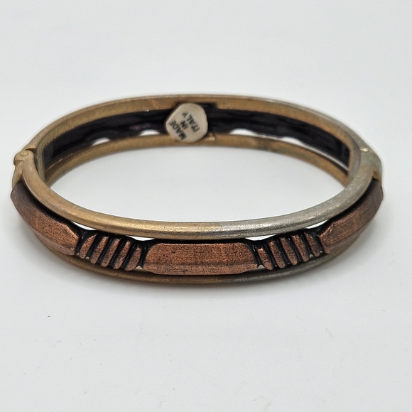 VINTAGE Copper Insert Hinged Oval Bangle Bracelet Made in Italy - Picture 4 of 7